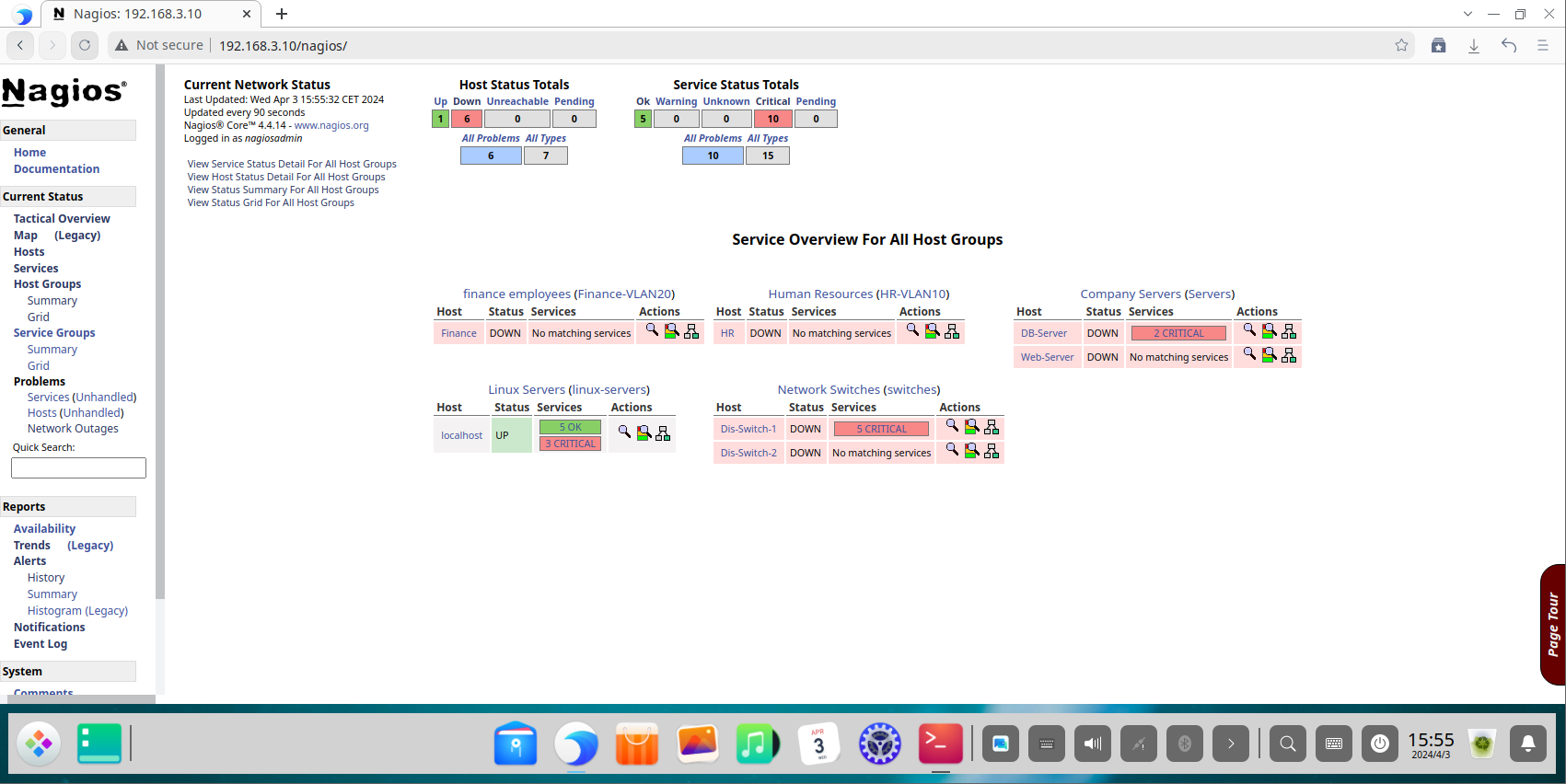 Figure 10: Nagios Tactical Overview Dashboard